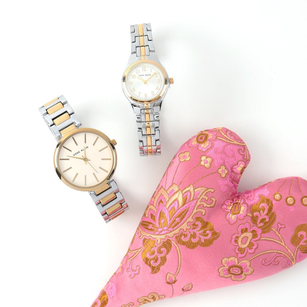 Anne Klein Silver & Gold Round Watch