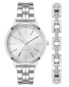 Nine West Silver Round Watch with Bracelet